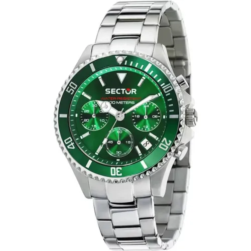 Green Dial Stainless Steel Watch , male, Sizes: ONE SIZE - Sector No Limits - Modalova