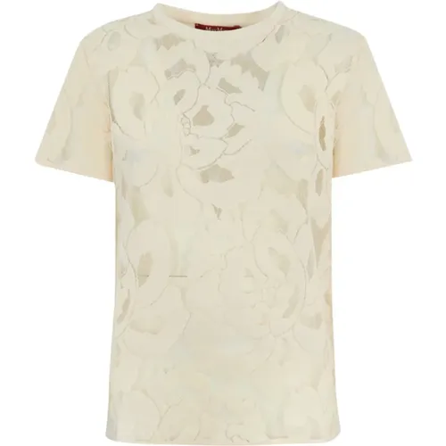 Blumenspitze T-Shirt Elfenbein - Max Mara Studio - Modalova