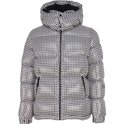 Grey Houndstooth Down Jacket , male, Sizes: M, S - Moncler - Modalova