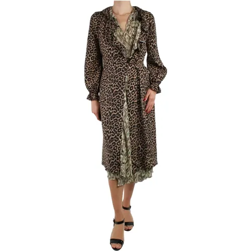 Multicoloured leopard and dollar print midi dress , female, Sizes: XS - Balenciaga Vintage - Modalova