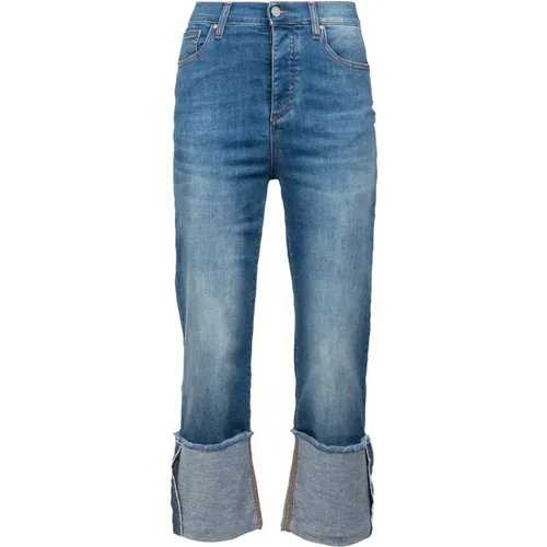 Gerade geschnittene Jeans mit umgeschlagenem Saum , Damen, Größe: W27 - Alessia Santi - Modalova
