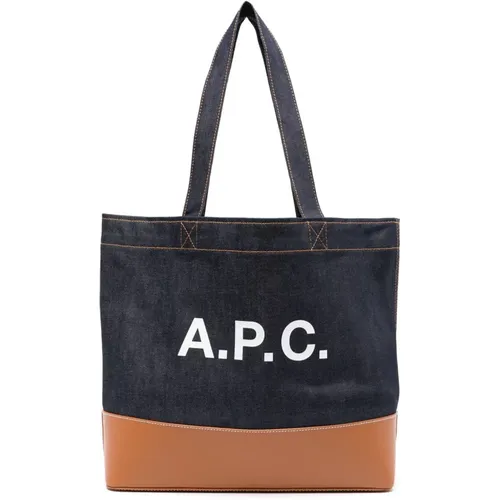 Karamell Tote Tasche aus Japanischem Denim und Leder - A.P.C. - Modalova