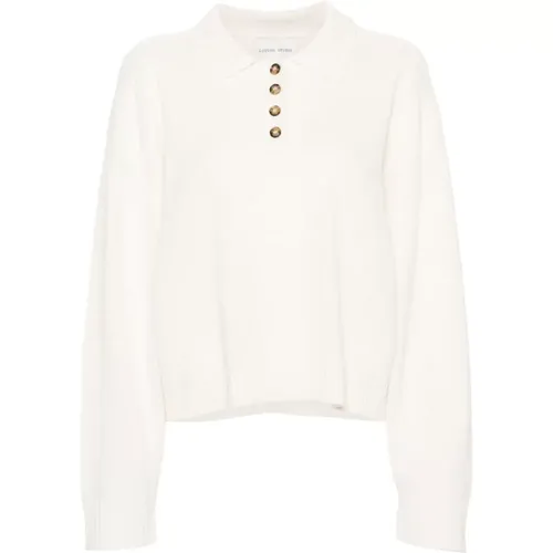 Ivory Cashmere Polo Shirt , Damen, Größe: M - Loulou Studio - Modalova