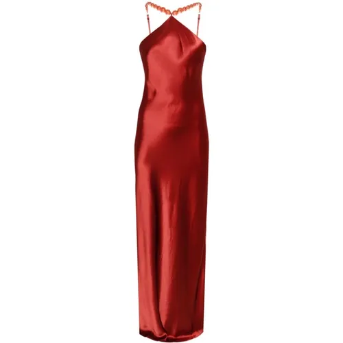 Satin Halter Slip Dress with Beaded Straps , female, Sizes: M, S, XS - Staud - Modalova