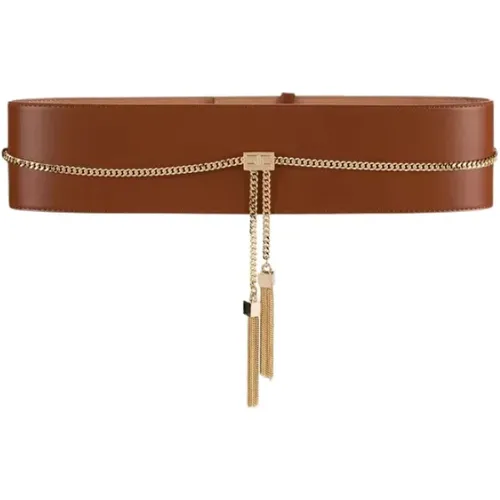 High-waisted h50 Belt with chain tassels , female, Sizes: L - Elisabetta Franchi - Modalova