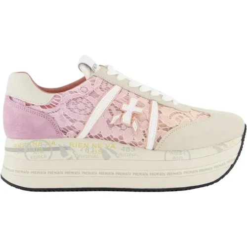 Beth Sneaker Beige/Roze Womens Shoes , female, Sizes: 3 UK, 4 UK, 7 UK - Premiata - Modalova