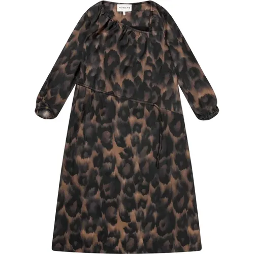 Leopard Print Asymmetric Dress , female, Sizes: 2XS - Munthe - Modalova