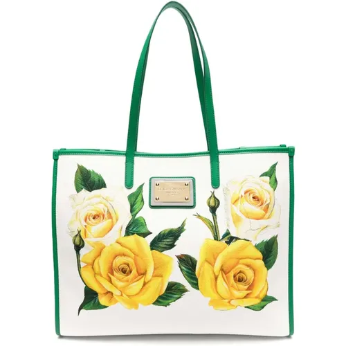 Rose-print Tote Bag , female, Sizes: ONE SIZE - Dolce & Gabbana - Modalova