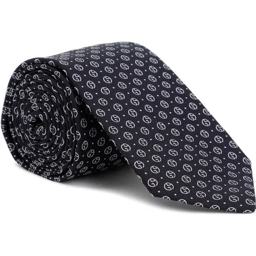 Blue Silk Geometric Tie , male, Sizes: ONE SIZE - Giorgio Armani - Modalova