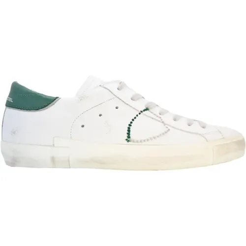 Embroidered Low Top Sneakers in /Green , male, Sizes: 7 UK - Philippe Model - Modalova