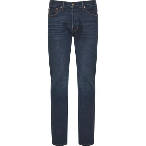 Jeans aus Baumwollmischung mit Lederlogo - Tom Ford - Modalova