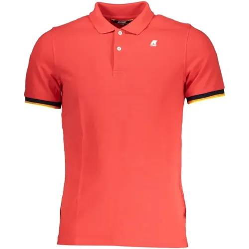 Short Sleeve Cotton Polo Shirt with Contrast Details and Logo , male, Sizes: XL, 2XL, M - K-way - Modalova