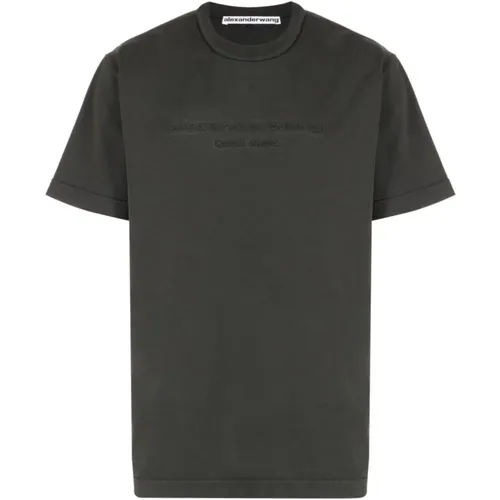 Embossed Logo Crew Neck T-shirt , female, Sizes: XS, S - alexander wang - Modalova