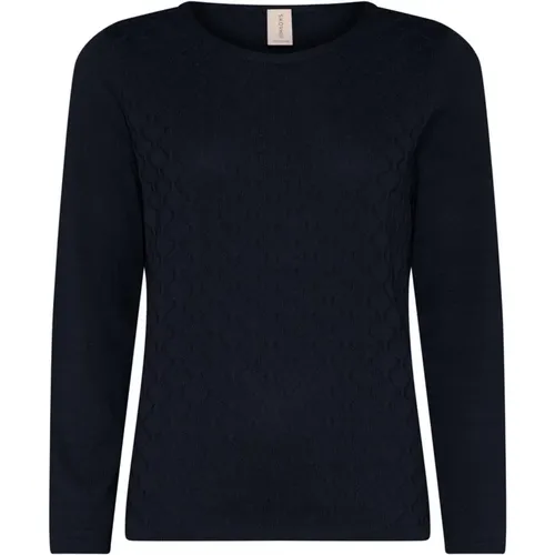 Feminine O-Neck Pullover Blouse Marine , Damen, Größe: XL - Skovhuus - Modalova