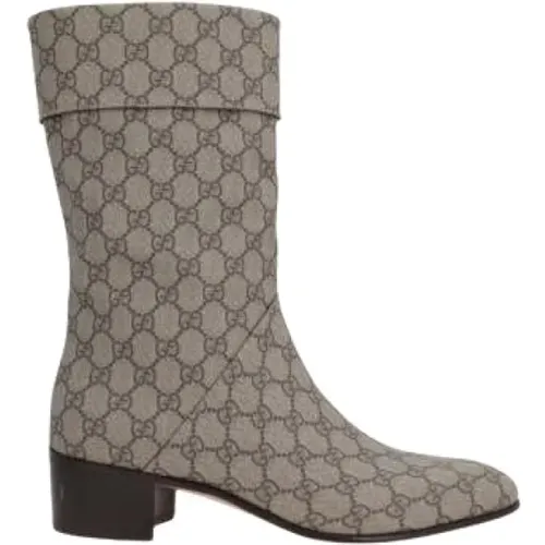 Beige and Ebony GG Supreme Pull-On Boots , male, Sizes: 7 UK - Gucci - Modalova