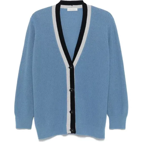 Ribbed Knit Cardigan , female, Sizes: L, 2XL - Le Tricot Perugia - Modalova