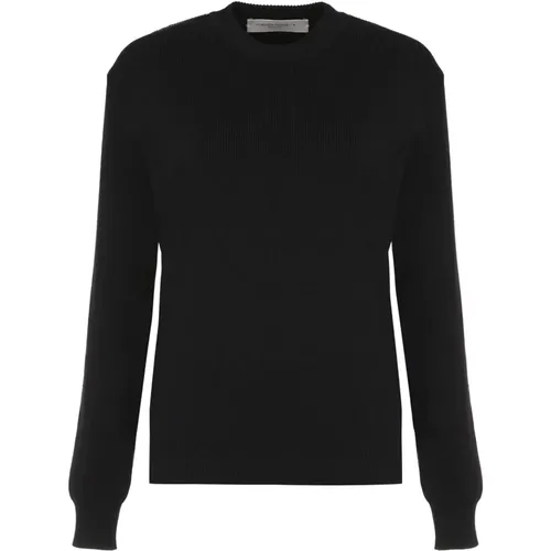 Baumwoll-Crew-Neck-Pullover mit gerippten Kanten , Damen, Größe: XS - Golden Goose - Modalova