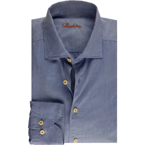Linen Poplin Shirt with Cut Away Collar , male, Sizes: M, 2XL, XL, L - Stenströms - Modalova