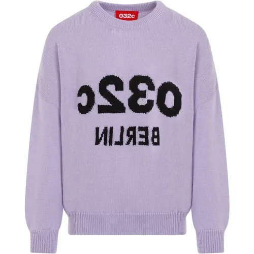 Lilac Merino Wool Crew Neck Sweater , male, Sizes: L, M, S - 032c - Modalova