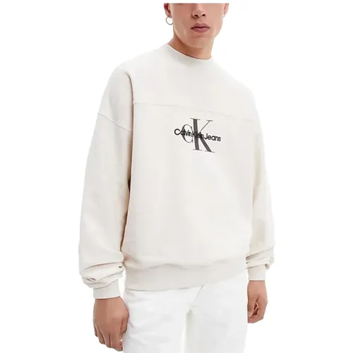 Strukturiertes Herren Sweatshirt , Herren, Größe: M - Calvin Klein - Modalova