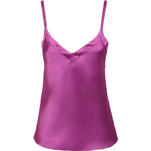 Satin V-Neck Top Ss23 , female, Sizes: 2XS - Blanca Vita - Modalova