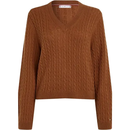 Cognac Pullover , Damen, Größe: M - Tommy Hilfiger - Modalova