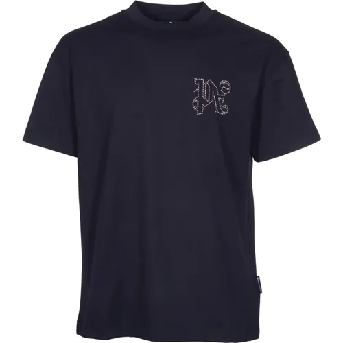 Baumwoll-T-Shirt mit besticktem Monogramm , Herren, Größe: XL - Palm Angels - Modalova