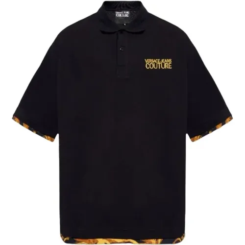 Classic Polo Shirt with Gold Logo , male, Sizes: L, S, M - Versace Jeans Couture - Modalova