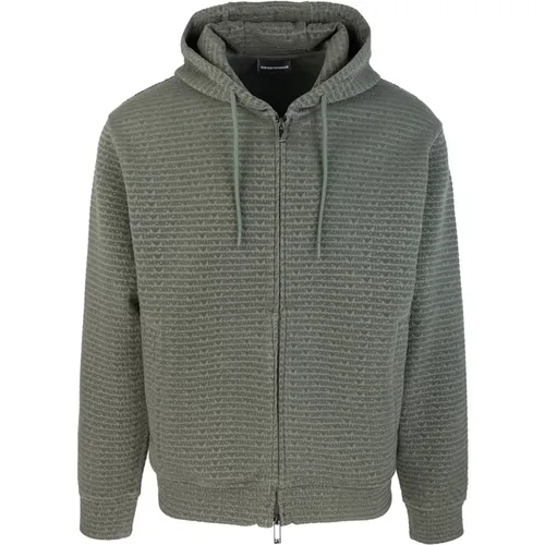 Hoodie Zip-Up Sweater , male, Sizes: S, XL, M - Emporio Armani - Modalova