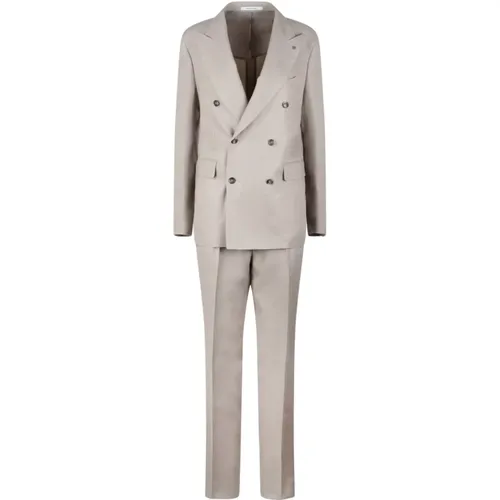 Linen Double-Breasted Tailored Suit , male, Sizes: M, L, 2XL, XL - Tagliatore - Modalova