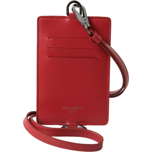 Luxuriöser Roter Leder Schlüsselband Kartenhalter - Dolce & Gabbana - Modalova