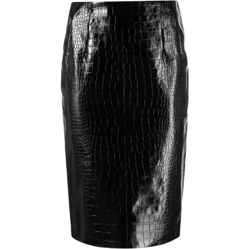 Crocodile-Embossed Midi Skirt , female, Sizes: XS, S - Versace - Modalova