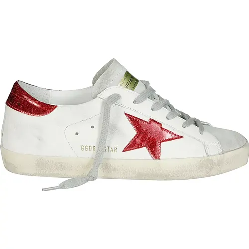 Glitzer Stern Leder Sneakers , Damen, Größe: 37 EU - Golden Goose - Modalova