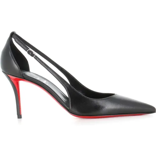 Schwarzer Absatz Ausgeschnittene Lederpumpe - Christian Louboutin - Modalova