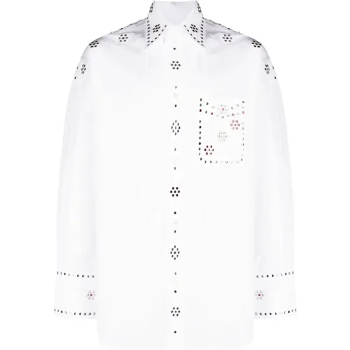 Rhinestone-Embellished Cotton Shirt , male, Sizes: S - Bluemarble - Modalova
