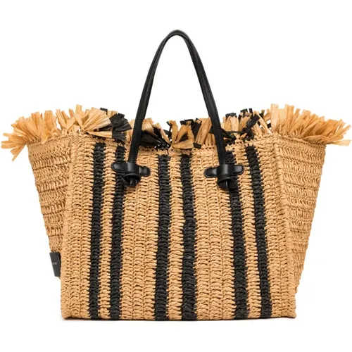Marcella Straw Shopping Bag with Crochet , female, Sizes: ONE SIZE - Gianni Chiarini - Modalova