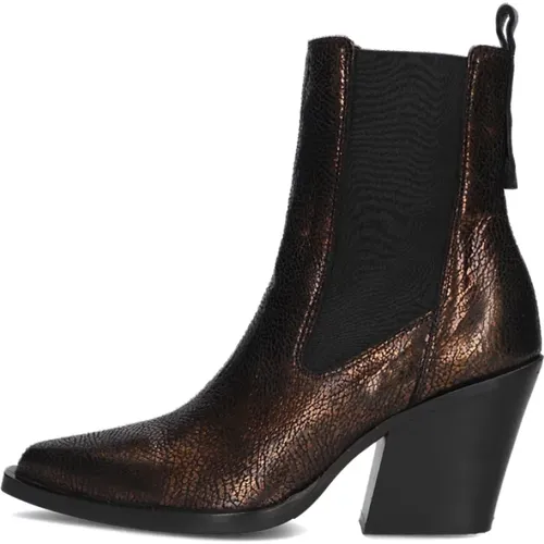 Bronzefarbene Chelsea Boots mit Reptilienmuster , Damen, Größe: 39 EU - Via Vai - Modalova