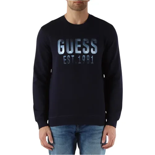 Slim Fit Embroidered Crewneck Sweatshirt , male, Sizes: XL, S, M, L - Guess - Modalova