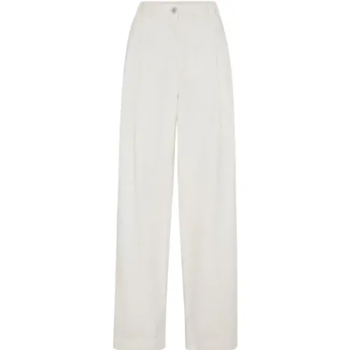 Cotton-Linen Blend Trousers , female, Sizes: S, 2XS - BRUNELLO CUCINELLI - Modalova