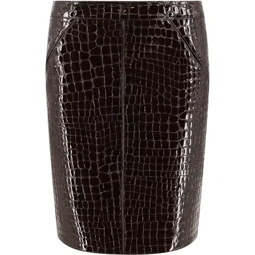 Croco Print Leather Skirt , female, Sizes: XS - Tom Ford - Modalova