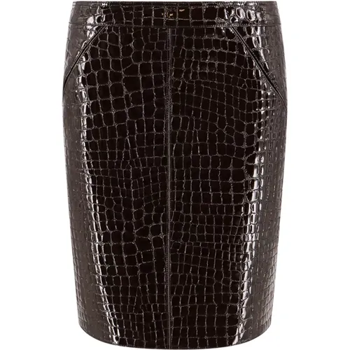 Croco Print Leather Skirt , female, Sizes: XS, S - Tom Ford - Modalova