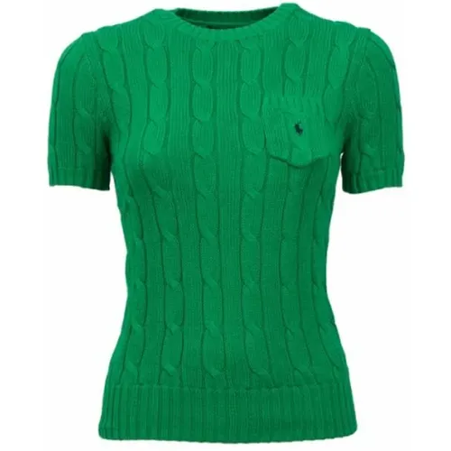 Baumwoll-Cable-Knit-Pullover mit kurzen Ärmeln , Damen, Größe: XS - Polo Ralph Lauren - Modalova