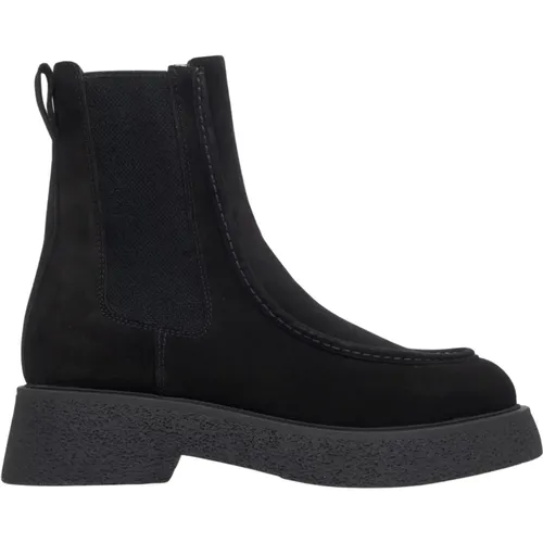 Schwarze Chelsea-Stiefel für Damen aus echtem italienischem Velours Er00115839 , Damen, Größe: 36 EU - Estro - Modalova