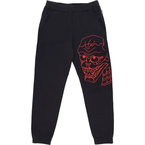 Schwarze Skull Sweatpants Lange Fleece , Herren, Größe: XL - IUTER - Modalova