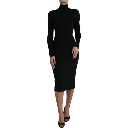 Long Sleeve Turtleneck Bodycon Dress , female, Sizes: XS - Dolce & Gabbana - Modalova