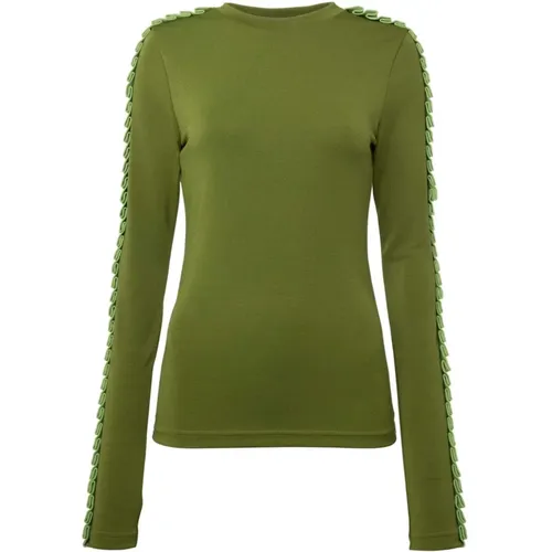 Grünes Stretch-T-Shirt mit Falten - JW Anderson - Modalova