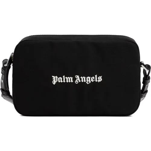 Cordura Logo Kameratasche Schwarz Weiß,Cross Body Bags - Palm Angels - Modalova