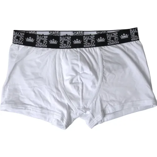 Weiße Baumwoll-Stretch-Boxershorts , Herren, Größe: S - Dolce & Gabbana - Modalova