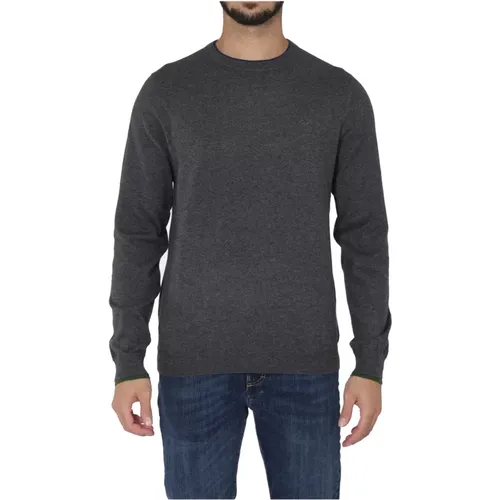 Dark Grey Men Sweater with Double Rib Collar and Sleees , male, Sizes: XL, 3XL - Sun68 - Modalova