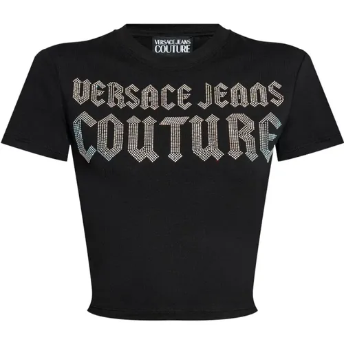 Schwarze T-Shirts und Polos , Damen, Größe: S - Versace Jeans Couture - Modalova